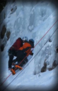 Ashley and Mark Ice Climbing