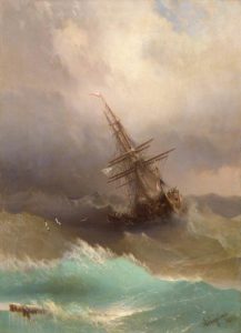 Ship in the Stormy Sea, by Ivan Konstantinovich Aivazovsky, 1887