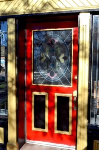 Red door stained glass FX12